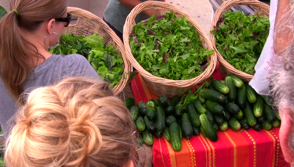 Locally grown greens at the Austin Farmers Market
