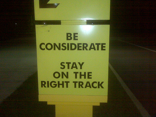 Stay on the right track - photo by mpeachy on Flickr